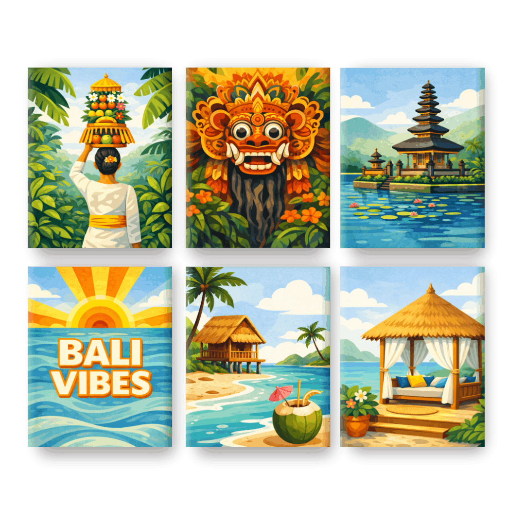 6 Mini Paintings - Bali Vibes Set