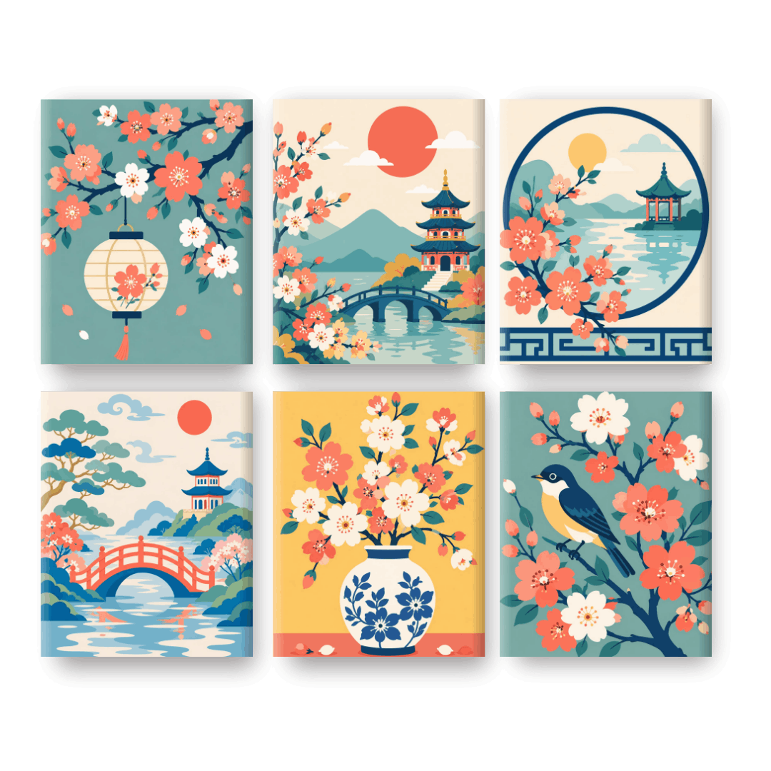 6 Mini Paintings - Sakura Dreams Set