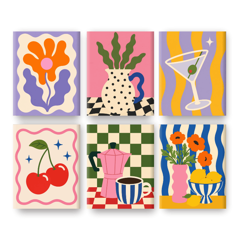 6 Mini Paintings - Bright Blooms Set