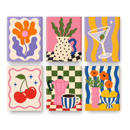 6 Mini Paintings - Bright Blooms Set