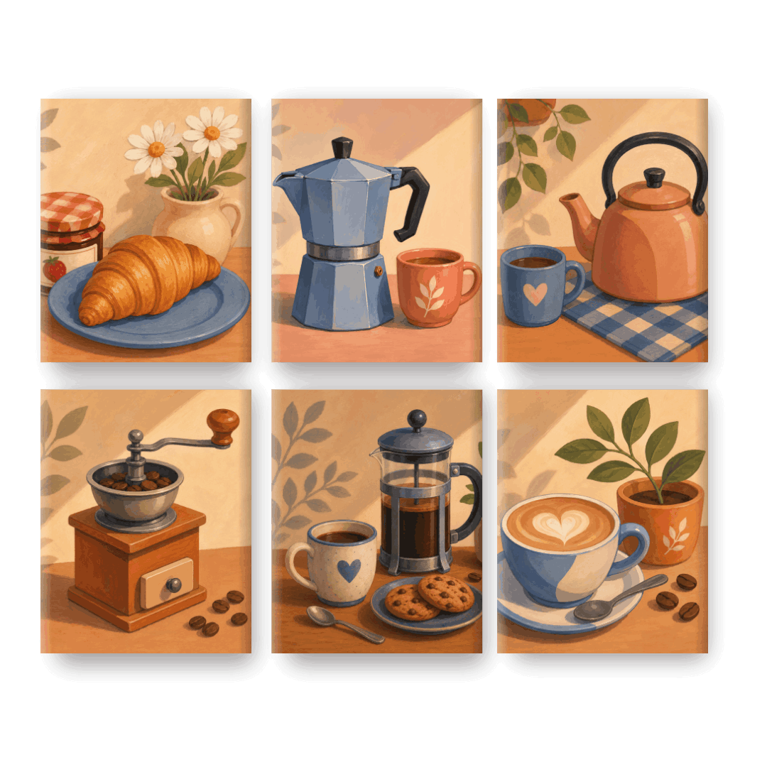 6 Mini Paintings - Breakfast Club Set