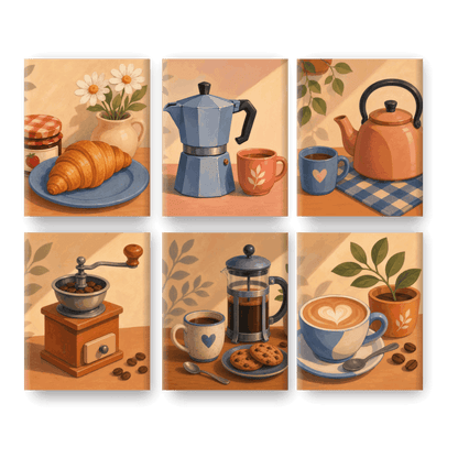6 Mini Paintings - Breakfast Club Set
