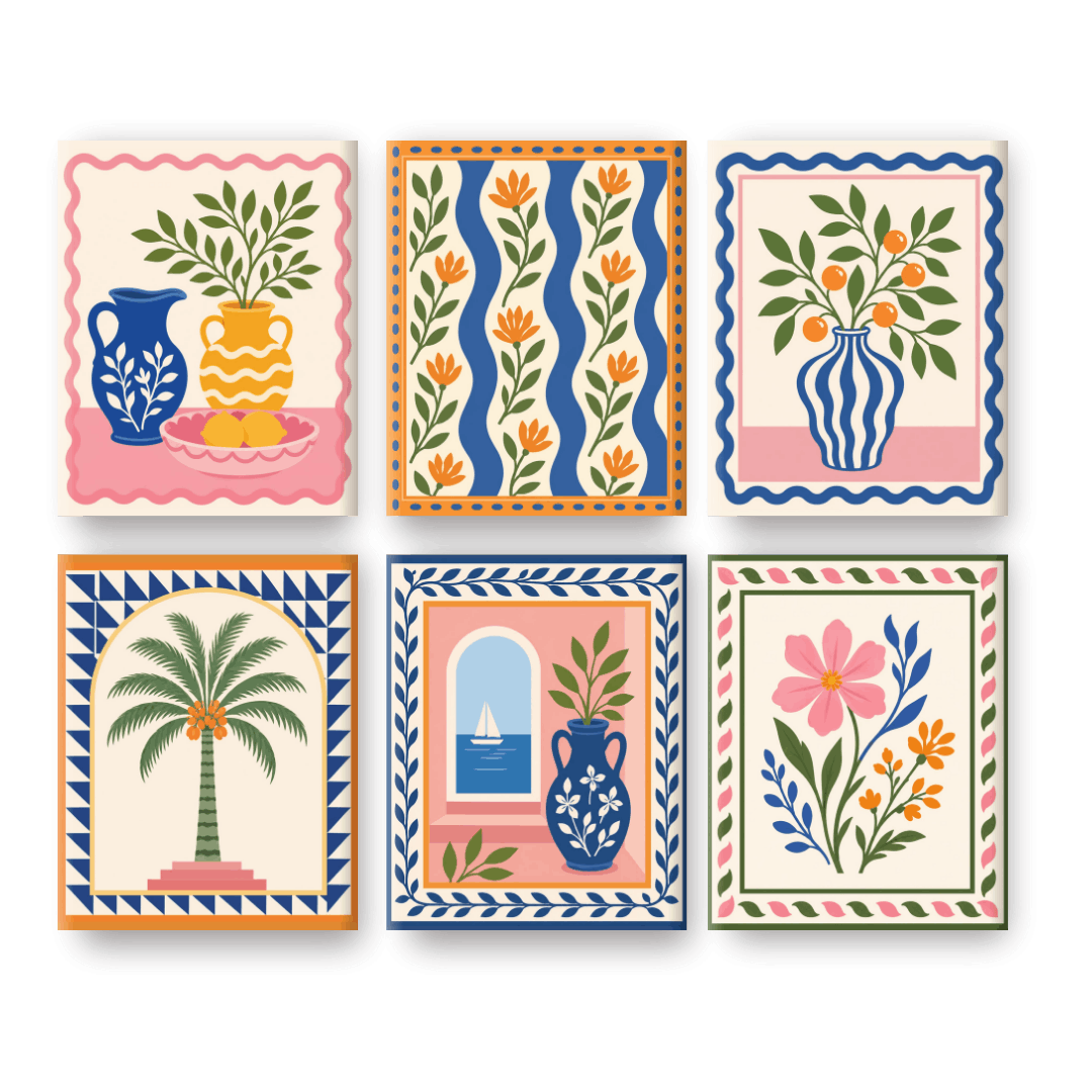 6 Mini Paintings - Sunny Still Life Set