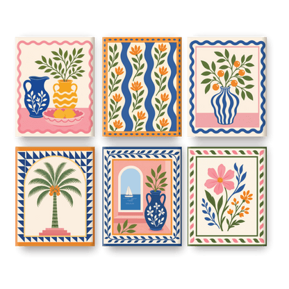 6 Mini Paintings - Sunny Still Life Set