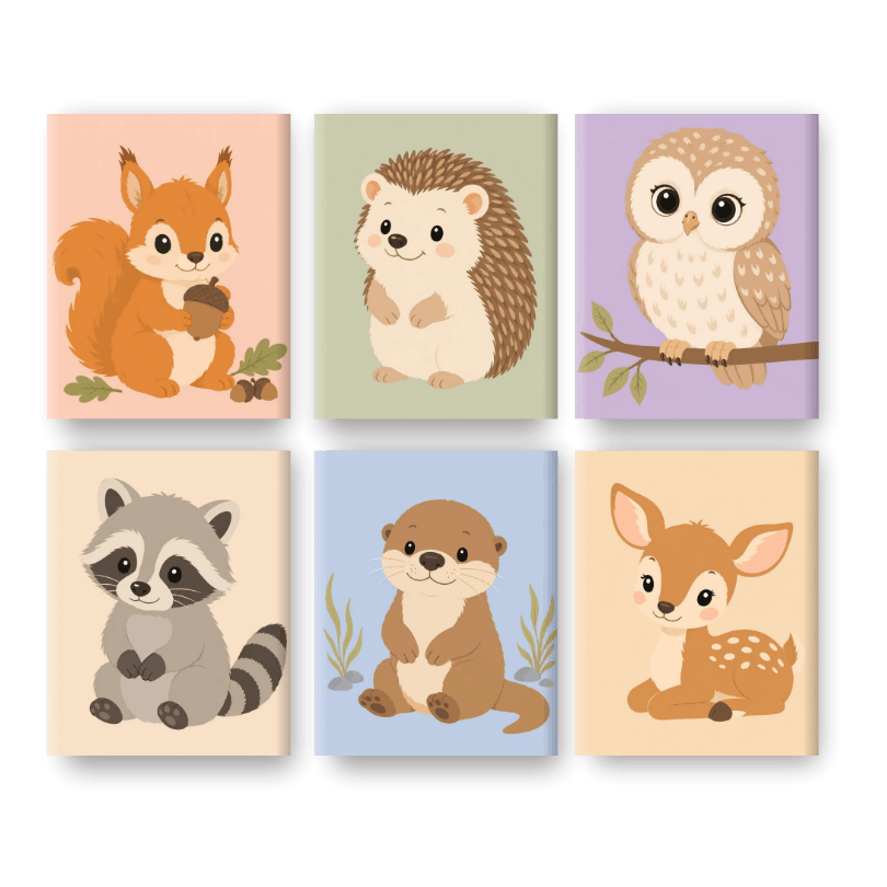 6 Mini Paintings - Woodland Friends Set