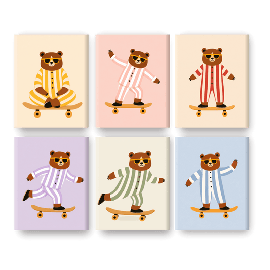 6 Mini Paintings - Skater Bears Set