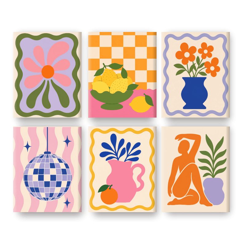 6 Mini Paintings - Pastel Disco Set