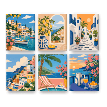 6 Mini Paintings - Mediterranean Dream Set