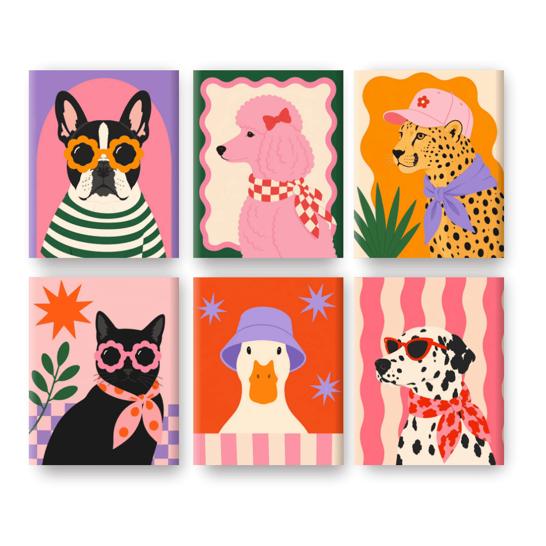 6 Mini Paintings - Glamour Pets Set