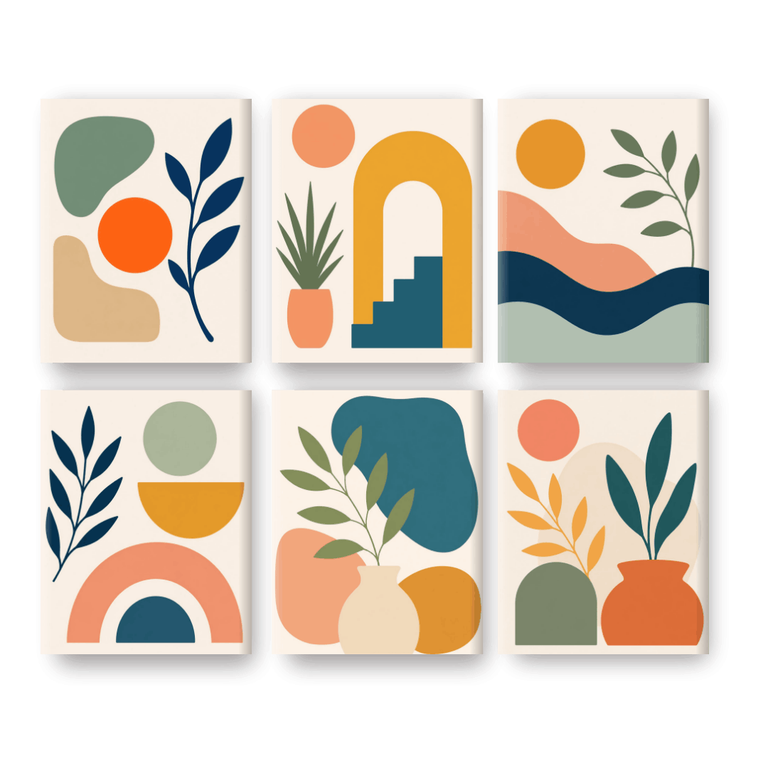 6 Mini Paintings - Boho Landscapes Set