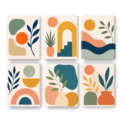 6 Mini Paintings - Boho Landscapes Set