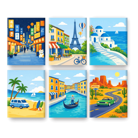 6 Mini Paintings - Travel Dreams Set