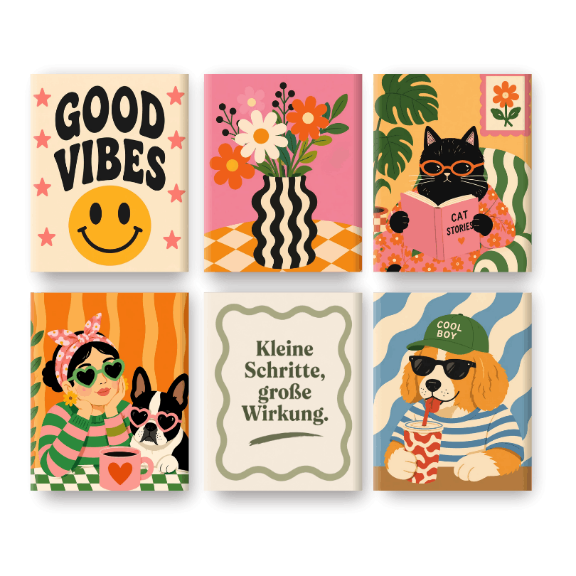 6 Mini Paintings -  Animal Stories Set