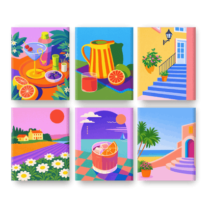 6 Mini Paintings - Vivid Summer Set
