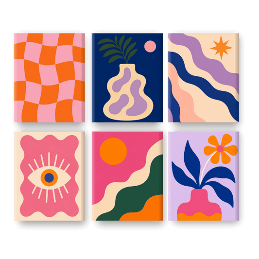 6 Mini Paintings - Funky Blooms Set
