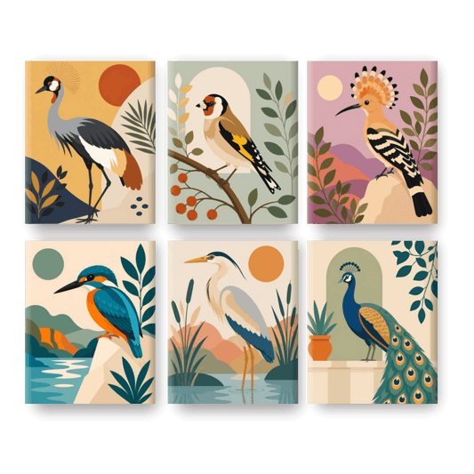 6 Mini Paintings - Majestic Birds Set
