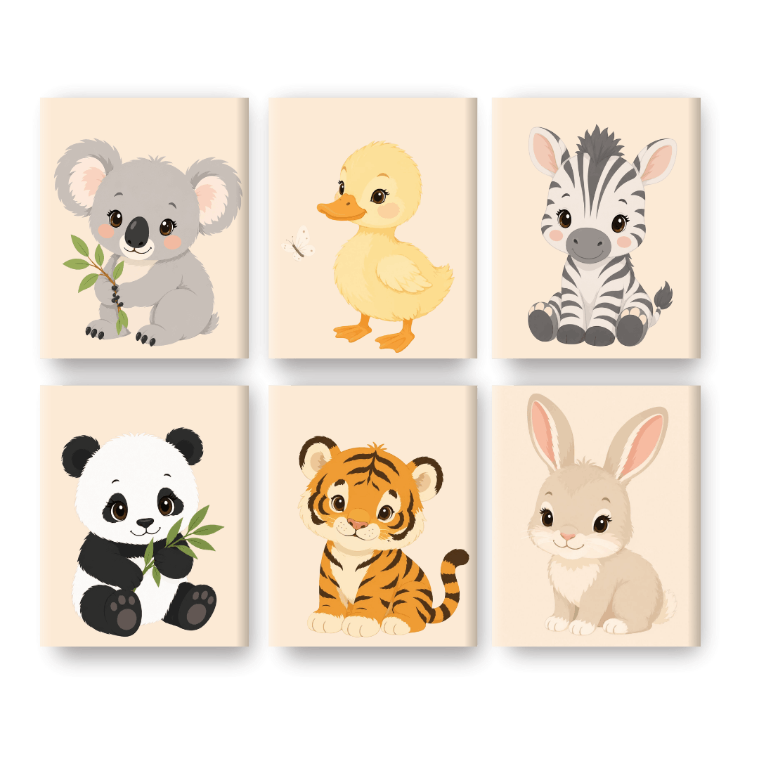 6 Mini Paintings - Baby Animals Set