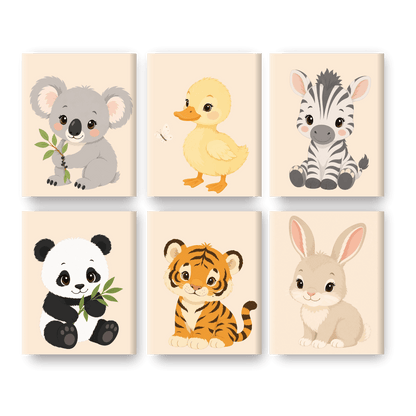 6 Mini Paintings - Baby Animals Set