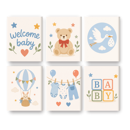 6 Mini Paintings - Welcome Baby Set