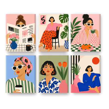 6 Mini Paintings -  Femme Forte Set
