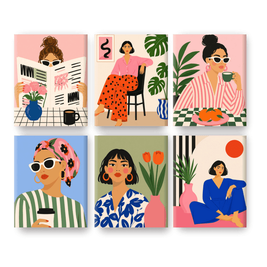 6 Mini Paintings -  Femme Forte Set