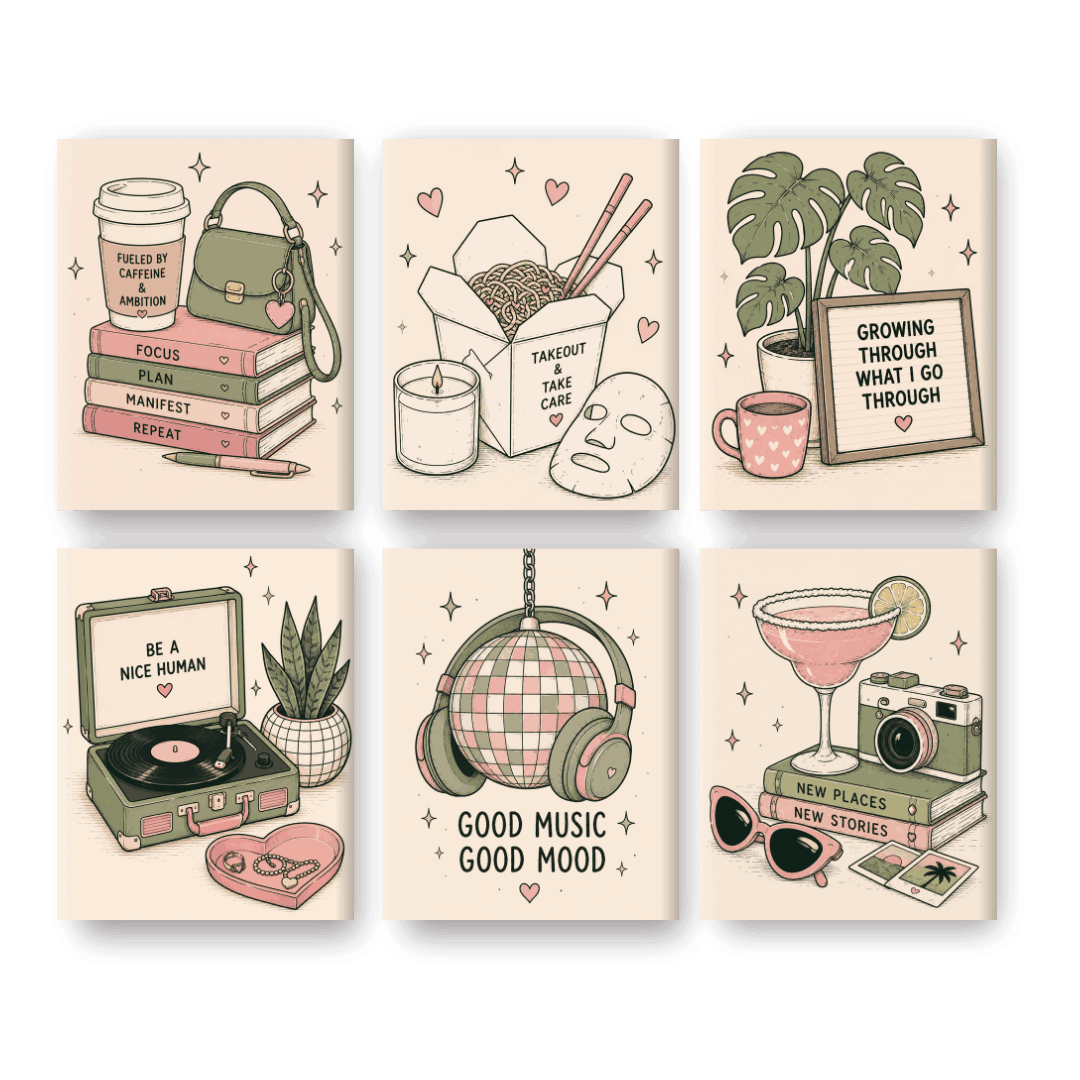 6 Mini Paintings -  Self Care Set