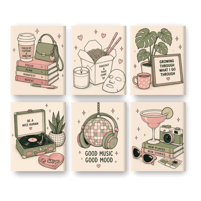 6 Mini Paintings -  Self Care Set