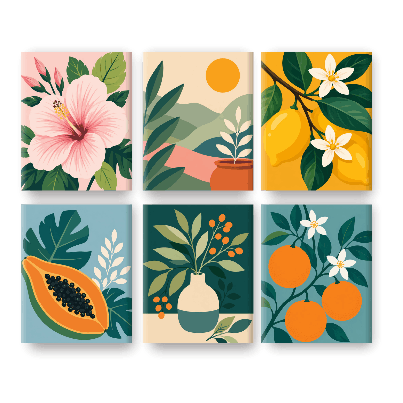 6 Mini Paintings - Fresh Botanicals Set