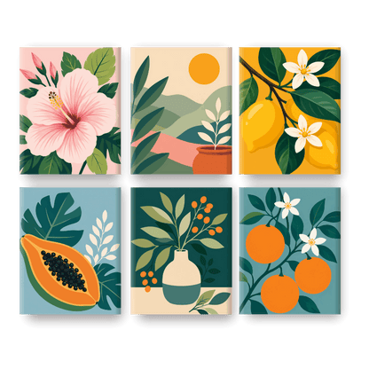 6 Mini Paintings - Fresh Botanicals Set