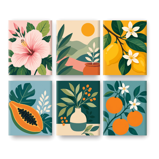 6 Mini Paintings - Fresh Botanicals Set