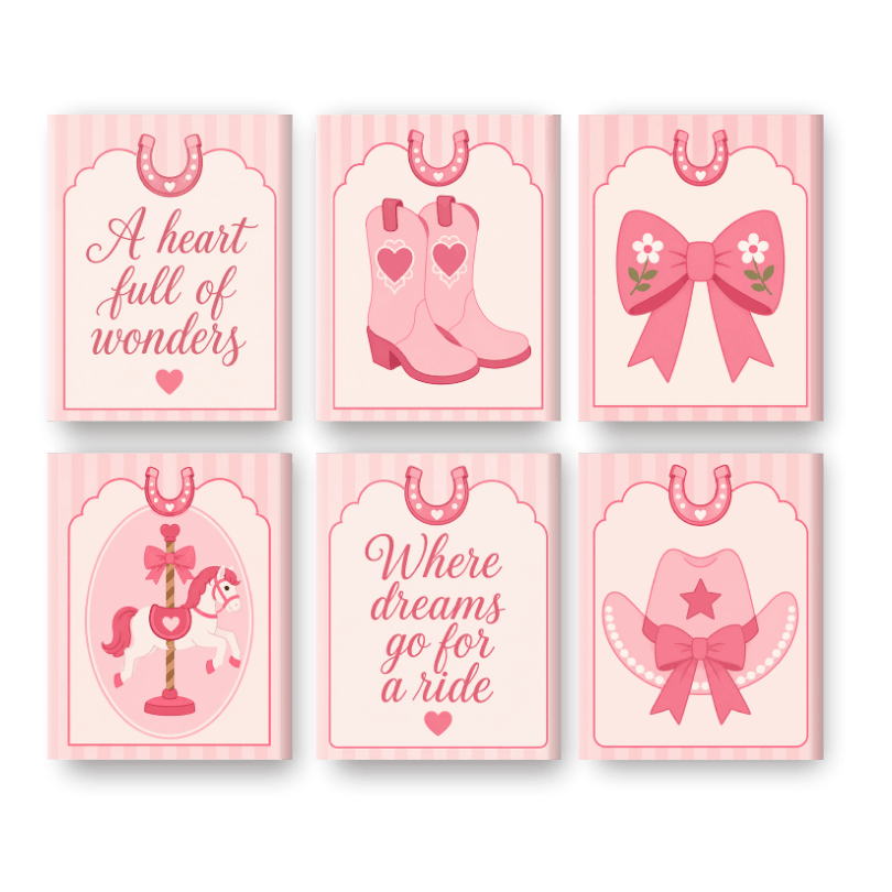 6 Mini Paintings - Cowgirl Set