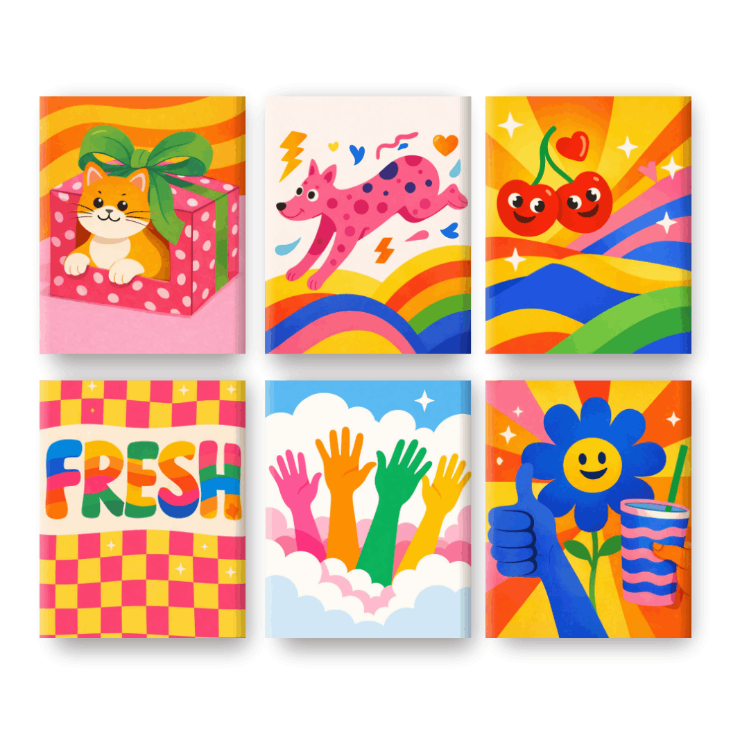 6 Mini Paintings - Rainbow Pop Set