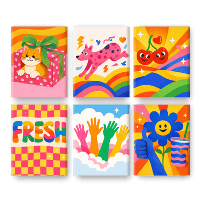 6 Mini Paintings - Rainbow Pop Set