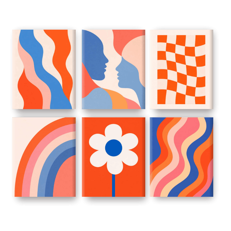 6 Mini Paintings - Retro Bloom Set