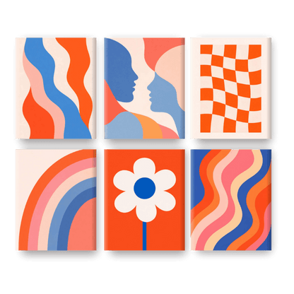 6 Mini Paintings - Retro Bloom Set