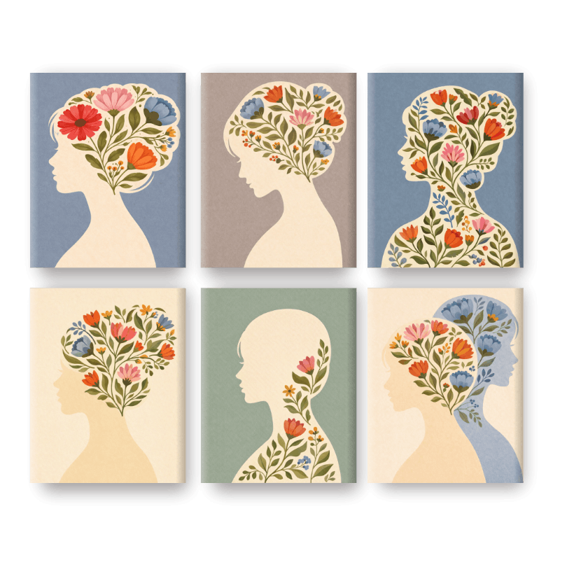 6 Mini Paintings - Flower Mind Set