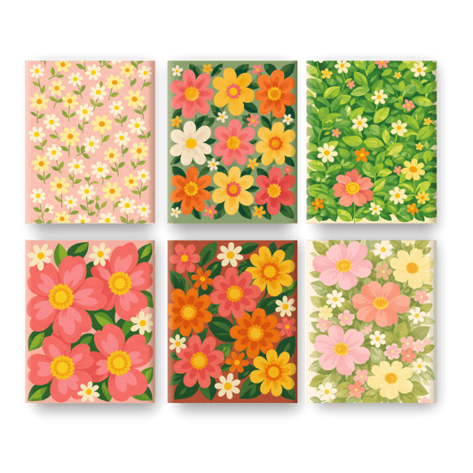 6 Mini Paintings - Vivid Flowers Set