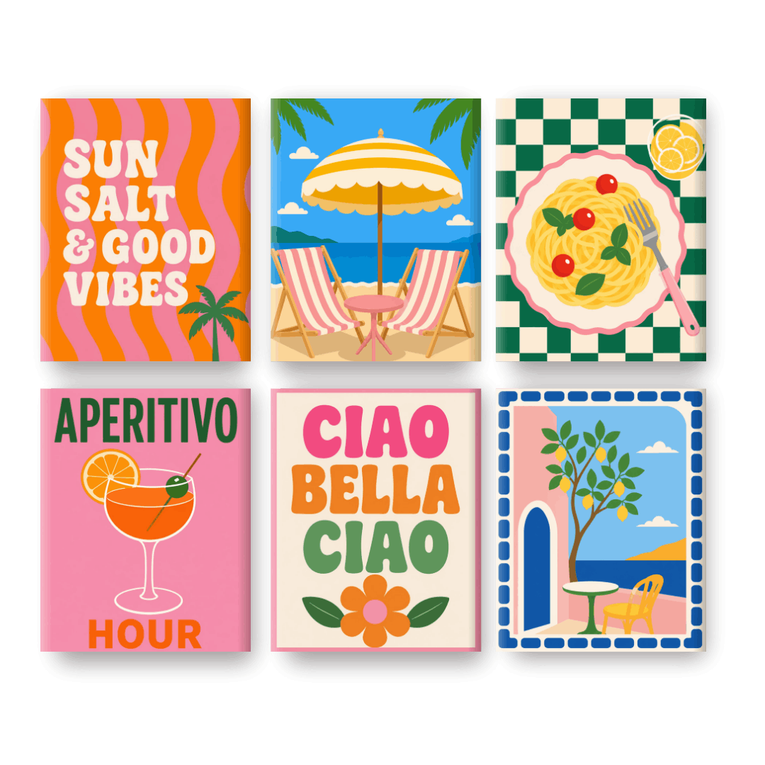6 Mini Paintings - Amalfi Escape Set