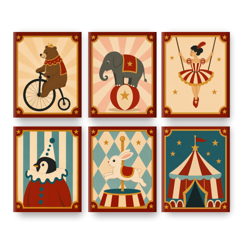 6 Mini Paintings - Circus Set