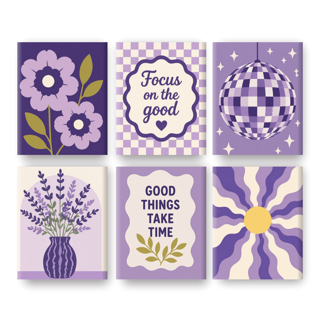 6 Mini Paintings - Lavender Dreams Set