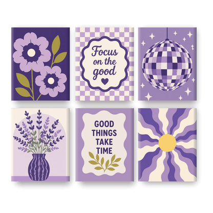 6 Mini Paintings - Lavender Dreams Set