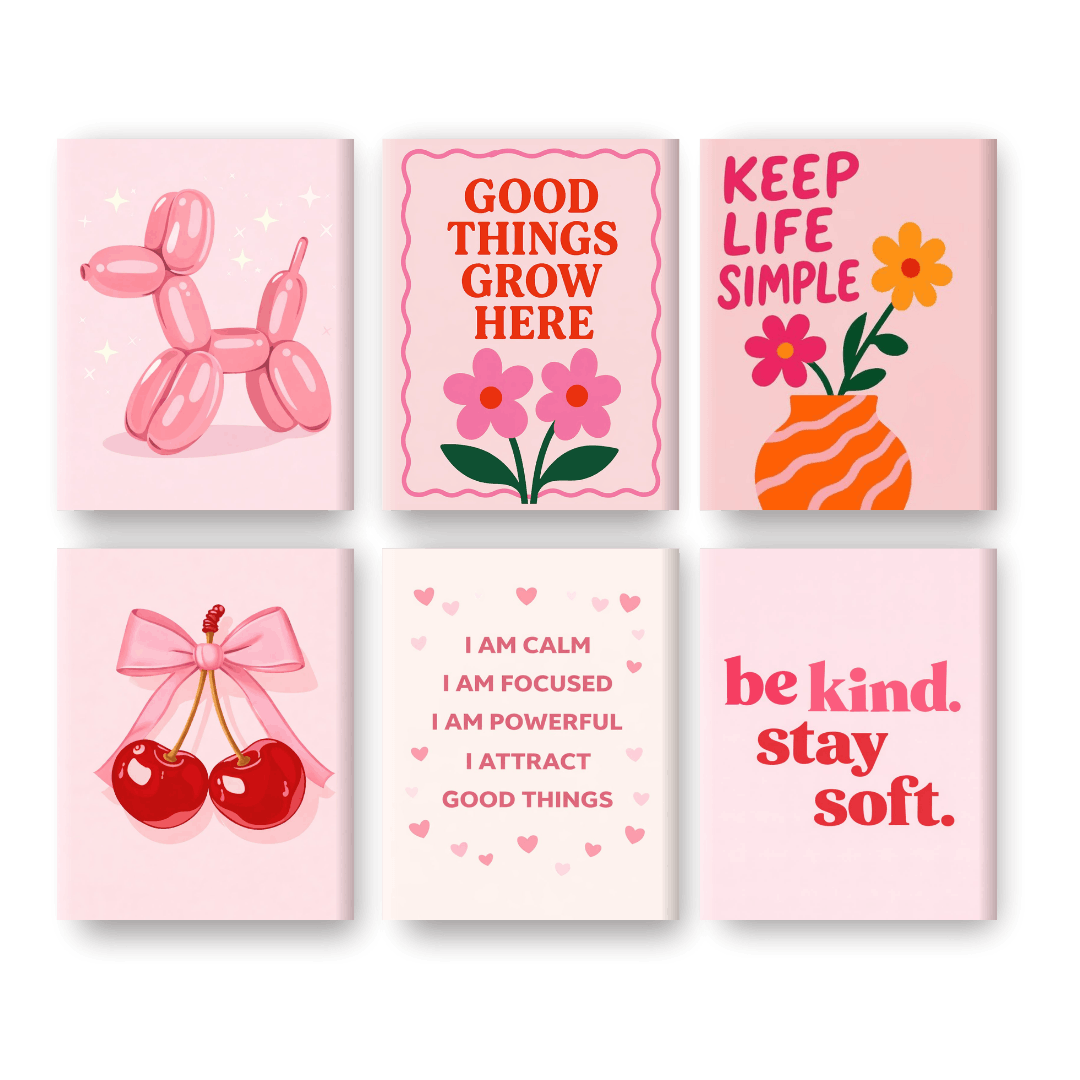 6 Mini Paintings - Pink Palette Set