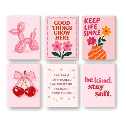 6 Mini Paintings - Pink Palette Set