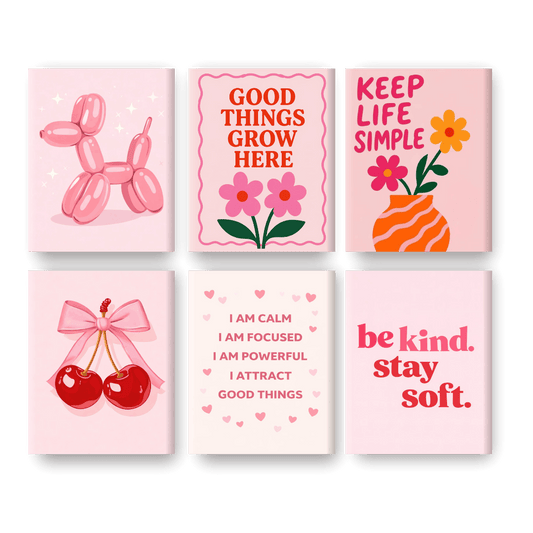 6 Mini Paintings - Pink Palette Set