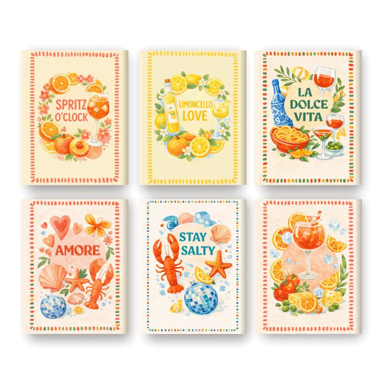 6 Mini Paintings - Limoncello & Aperol Set