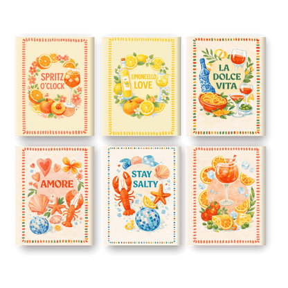 6 Mini Paintings - Limoncello & Aperol Set