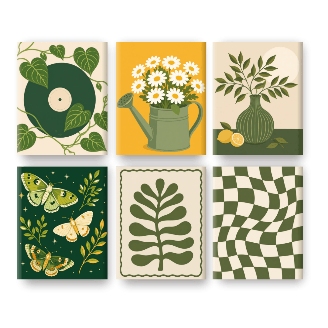 6 Mini Paintings - Moonlit Garden Set