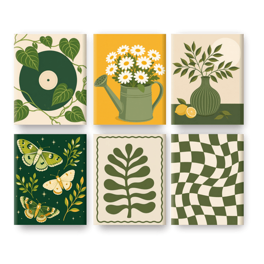 6 Mini Paintings - Moonlit Garden Set