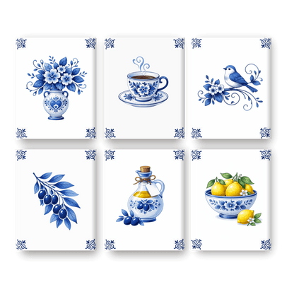 6 Mini Paintings - Delft Blue Set
