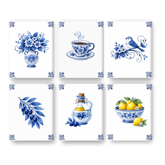 6 Mini Paintings - Delft Blue Set